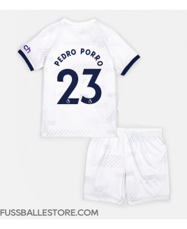 Günstige Tottenham Hotspur Pedro Porro #23 Heimtrikotsatz Kinder 2023-24 Kurzarm (+ Kurze Hosen)